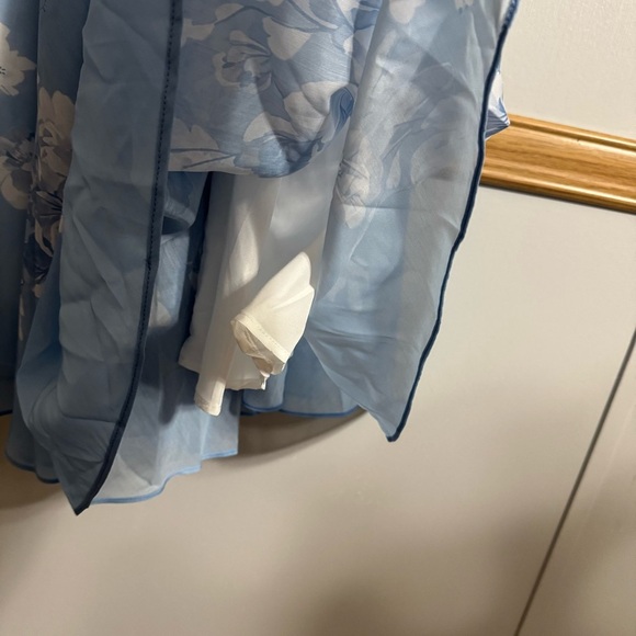 Fehaute Blue Floral Chiffon Halter Sleeveless Midi Dress Size 8 - Picture 6 of 12